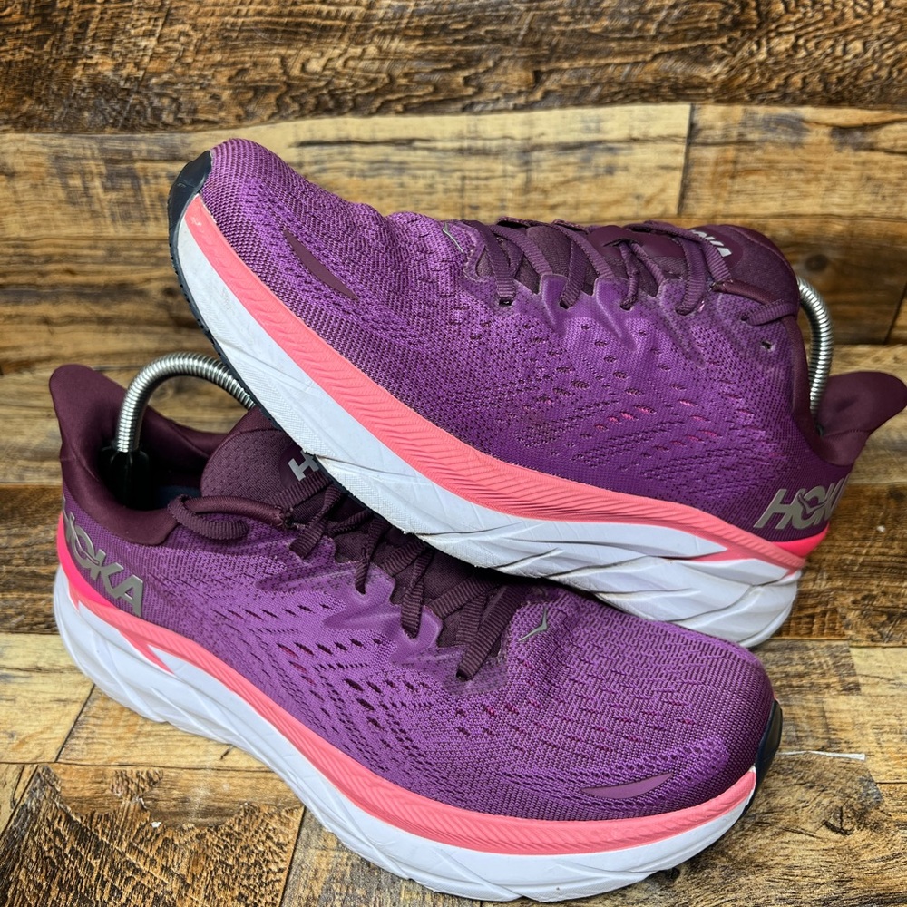 Hoka One One Purple Pink Athletic Shoes with Cushioned Midsole